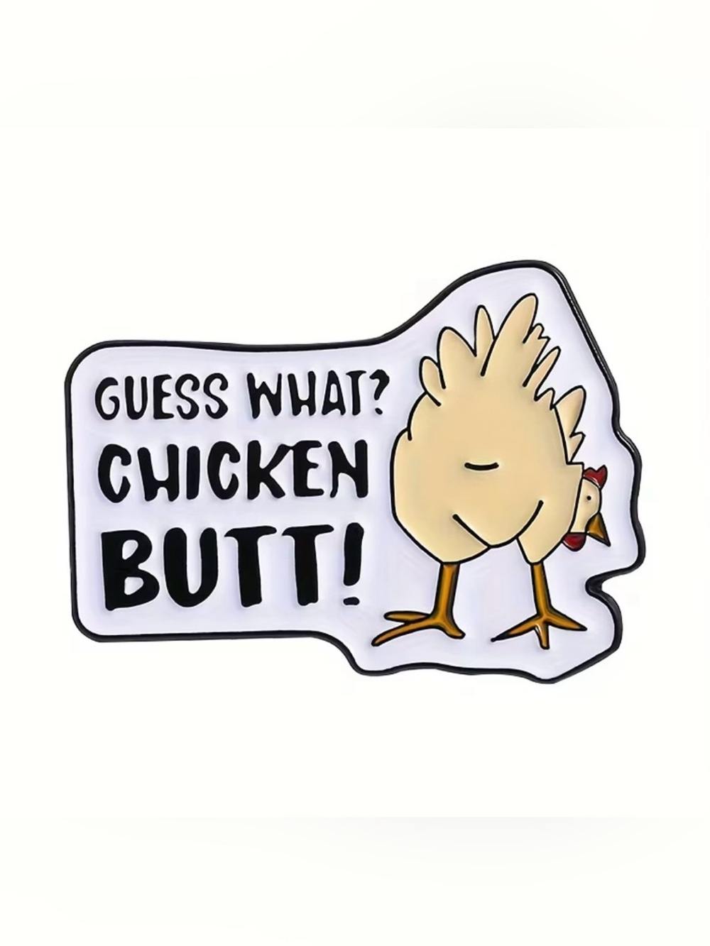 Funny Chicken Butt Pet Bird Pin Beige/White NEW